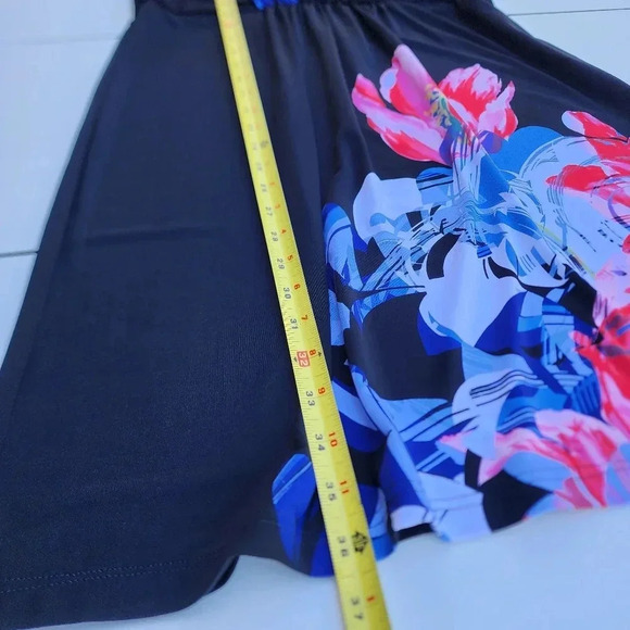 T Tahari Womens Sheath Knee Length Dress Blue Red Black Floral Stretch Zip Sz S - Picture 10 of 11